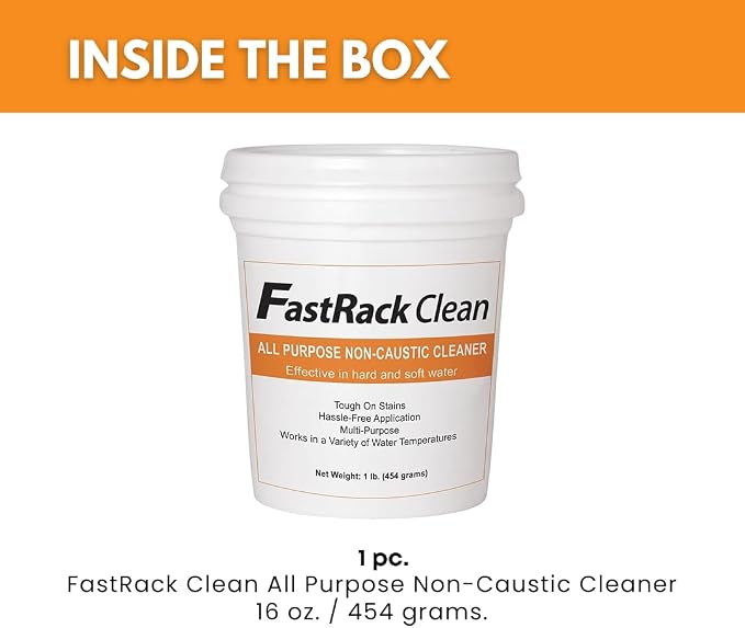 FastRack FastClean 1 lb Non Caustic Cleaner for homebrewing and winemaking, Alkaline Homebrew Cleaner with Powerful Formula and Hassle-free Cleanup, Ideal Cleanser for Brewing Equipment - 16 oz