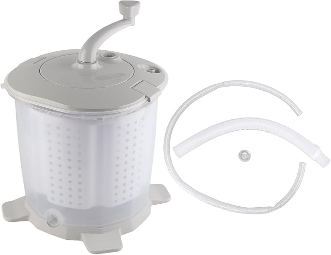 Portable Hand Crank Washing Machine non electric Manual Washing Machine Clothes Washer for Dormitory Apartment Camping & Tiny Spaces Nordic Grey