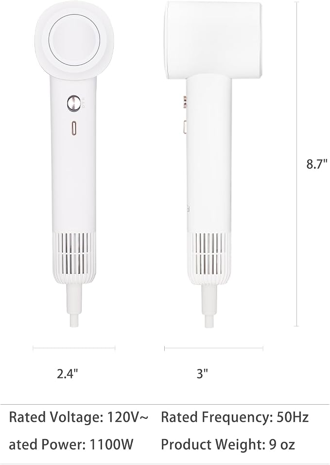 Hair Dryer, High-Speed Ionic Low Noise Blow Dryer with Brushless Motor for Fast Drying for Home Travel Salon