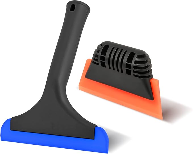 EHDIS 2PCS Double Edge Blade Small Rubber Squeegee 5-inch Handy Window Shower Squeegee Auto Water Blade for Car Windshield, Window, Mirror, Glass Door, Ice Snow Removal