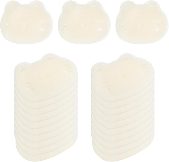 M METERXITY 2-Pack Hot Tub Scum Absorber, 9x12 Cm/3.5x4.7 Inch Sponge Kitten Pattern Scum Balls for Spa, Bathtub and Swimming Pool to Soak Up Oils Bathtub Accessories [White]