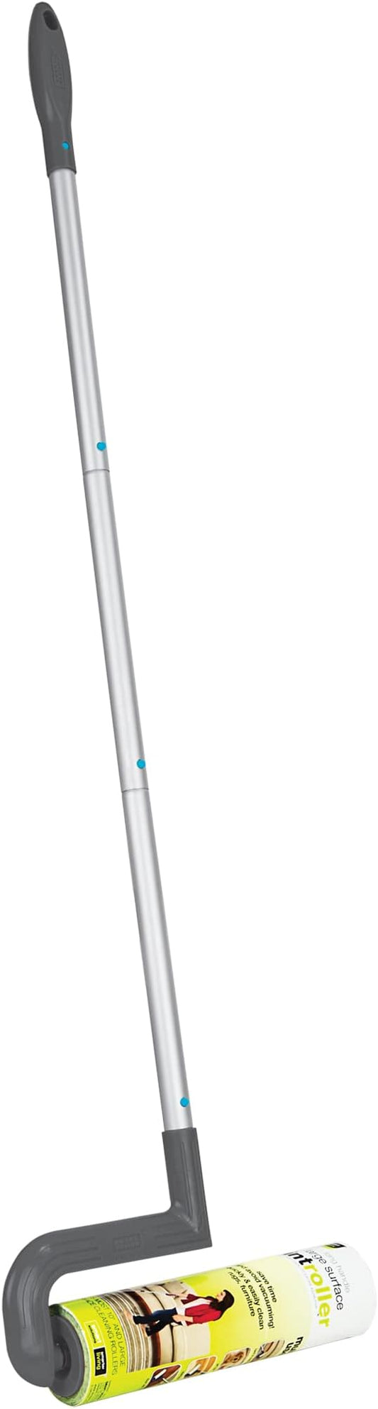 Smart Design Large Mega Floor Lint Roller with Ergonomic Handle - Aluminum Tubes - Includes Adhesive Sheets - for Cleaning, Carpet, Car, Clothing, and Pet Hair - 12.5 x 42 Inch