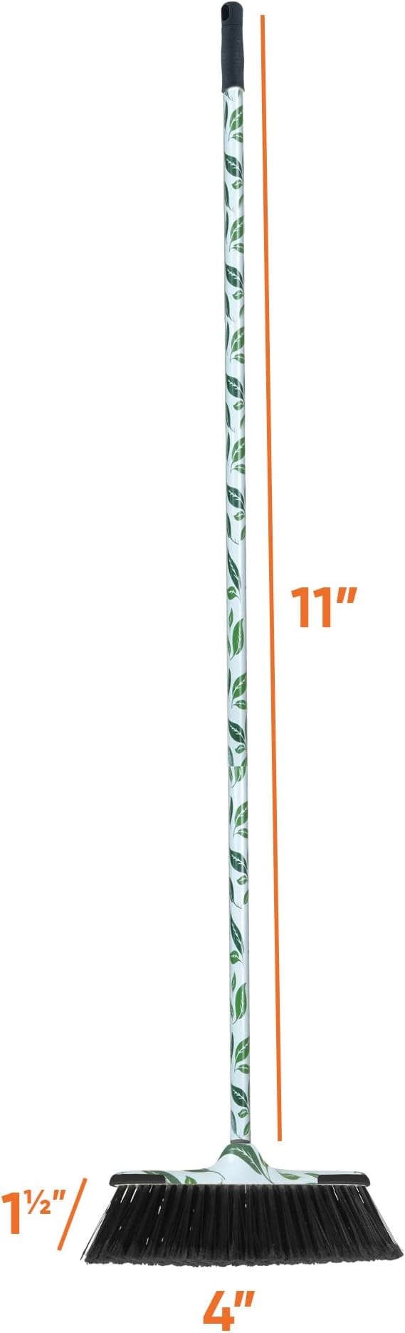 Superio Leaf Design Sweeping Broom for Home & Kitchen, Horsehair Bristle Push Broom with 48-Inch Wooden Handle, Indoor & Outdoor Floor Cleaner for Hardwood, Tile, Granite, Parquet & Concrete