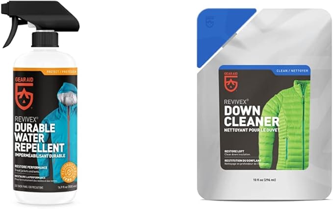GEAR AID Revivex Durable Water Repellent (DWR) Spray for Waterproofing, Restoring Performance on Nylon Jackets, Gore-TEX, Paddle, Snow and Camping Gear, Various
