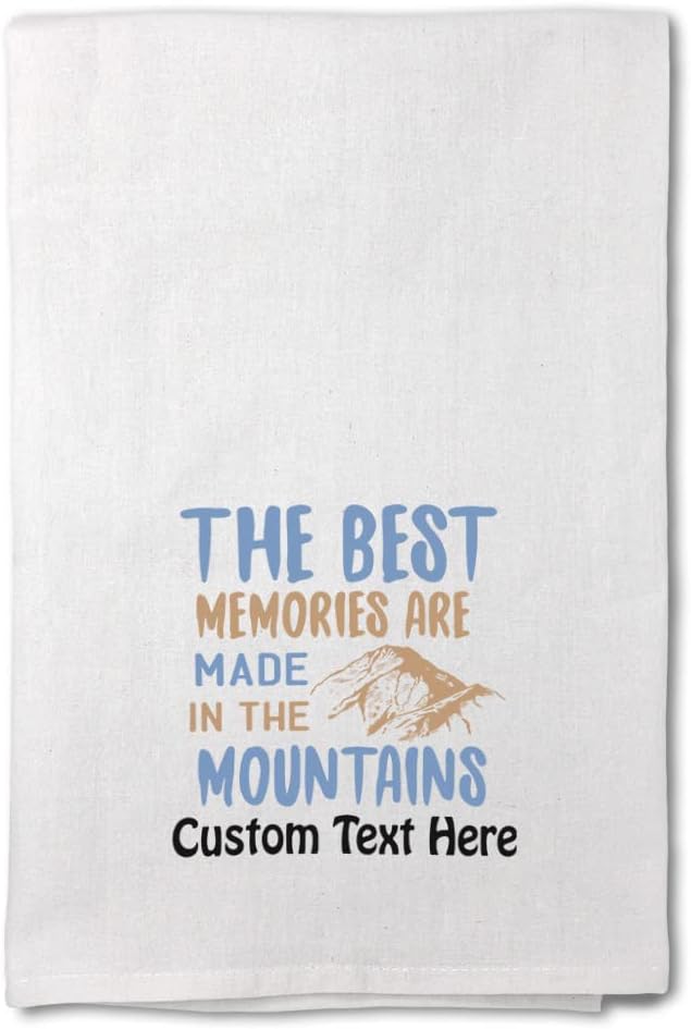 Custom Mothers Day Decor Flour Kitchen Towels Mountains Hill Valley Peaks Best Memories Summer Cleaning Supplies Dish Towels Personalized Text Here