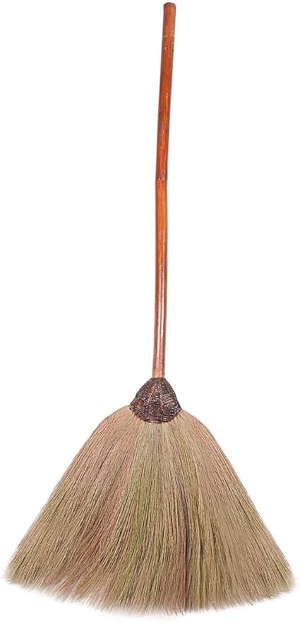 SKENNOVA - Overall Length 39-40 inch of Old Traditional Authentic Natural Grass Broom Bamboo Stick Handle