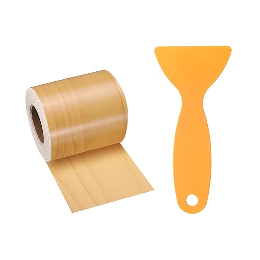 HARFINGTON Wood Grain Repair Tape 2 Inch x 33ft Self Adhesive Repair Patch Tape Simulated Wooden Floor Tapes with Plastic Scraper for Tables Doors Windows Furniture, Cherry