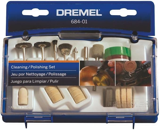 Dremel 684-01 20-Piece Cleaning & Polishing Rotary Tool Accessory Kit with Case - Includes Buffing Wheels, Polishing Bits, and Polishing Compound