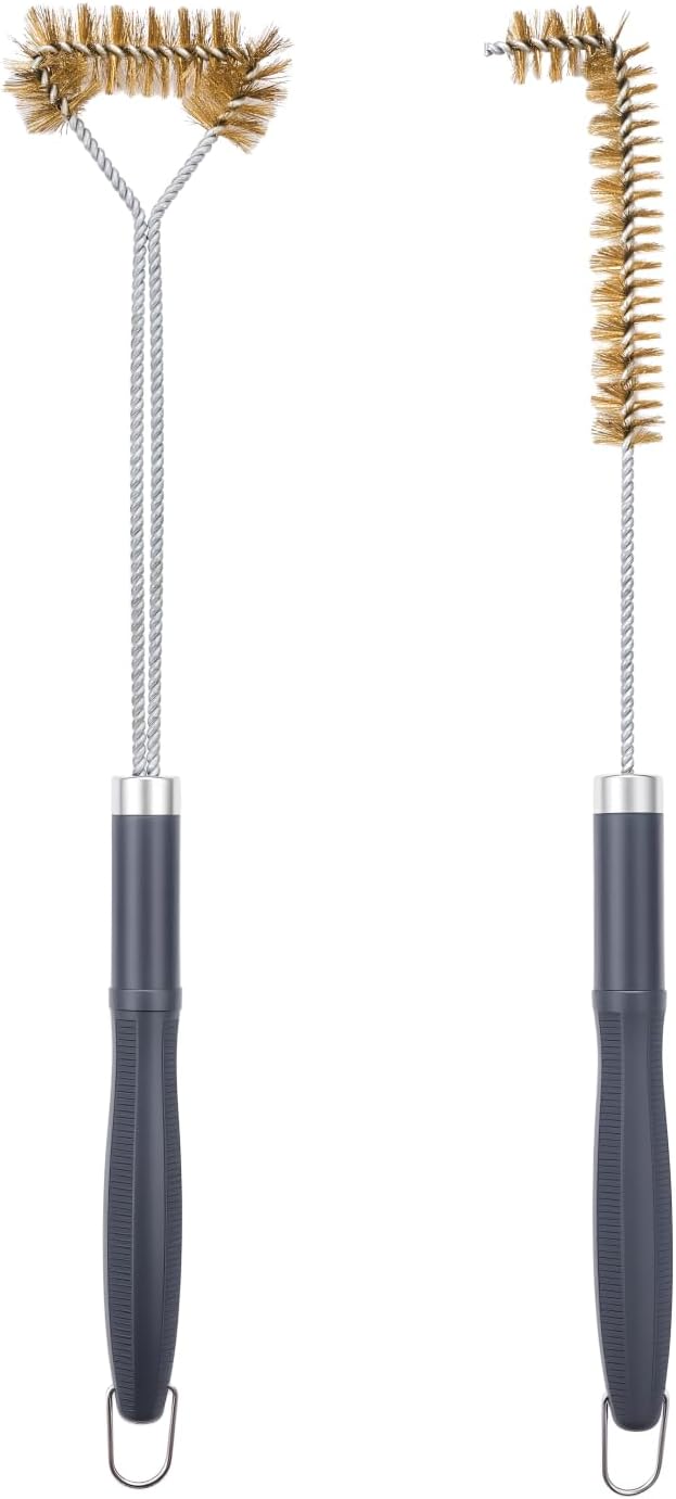 SUNRISE Fryer Brush with Long Handle (Brass with Plastic Handle, L and Single Brush)