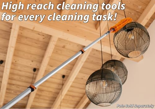 5-30 ft Window Washer Squeegee Kit with Extension Pole (36+ Foot Reach) and Dusting Kit // Twist on Duster Cleaning Kit with Cobweb Brush, Feather Duster and Flexible Ceiling Fan Duster