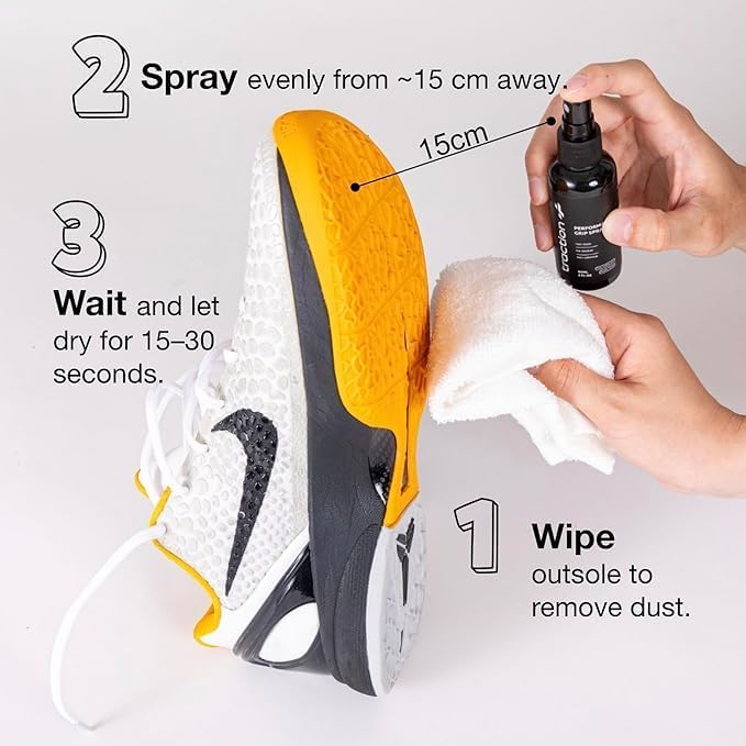 Traction+ Premium Shoe Grip Spray – Trusted by Collegiate & Pro Athletes | Restores Squeaky Court Traction | Natural, Odorless Anti-Slip Spray for Basketball, Volleyball & Pickleball
