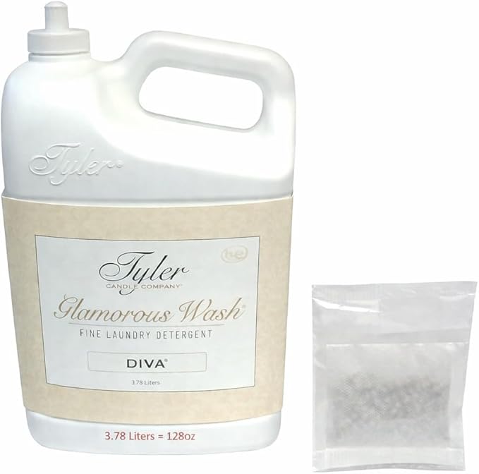 Tyler Candle Company Glam Wash Laundry Detergent, Diva, Liquid, 128 Fl Oz, HE Safe w/Dryer Sachet Pouch, Pull and Pour Spill Proof Cap ih
