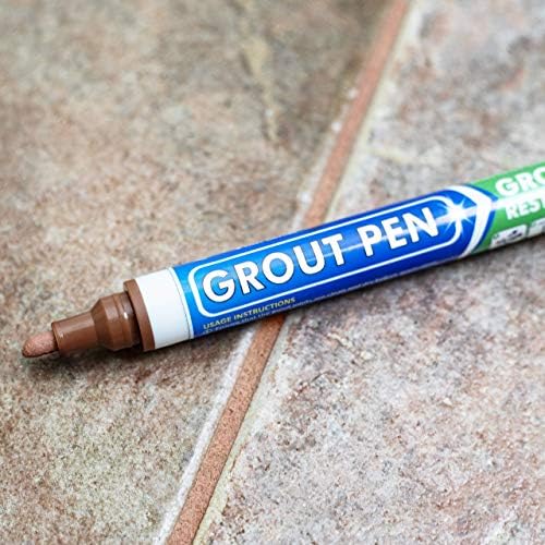 Grout Pen Tile Paint Marker: Terracotta 1 Pack and 2 Pack with Extra Tips (Narrow, 5mm) - Waterproof Grout Colorant and Sealer Pen to Renew, Repair, and Refresh Tile Grout - Cleaner Floor Pens