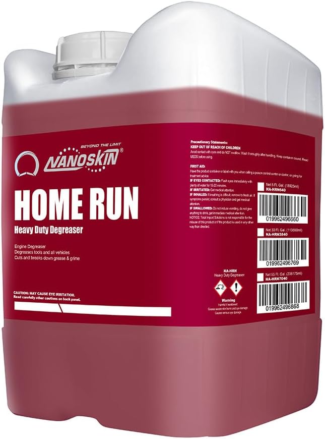 Nanoskin Home Run Heavy Duty Industrial Degreaser 5 Gallons – Removes Oil, Grease & Soil on Appliance, Grill, Stovetop, Concrete, Tool, Engine, Fiberglass, Aluminum, Stainless Steel & Kitchen Surface