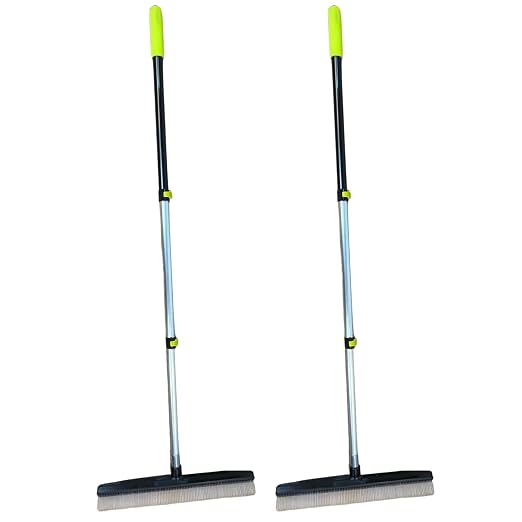 Room Groom Carpet Rake and Groomer with Telescoping 54" Adjustable Handle, Portable Design, Carpet Brush Ideal for Pet Hair, Refreshing High Pile Carpets and Artificial Turf, (Pack of 2)