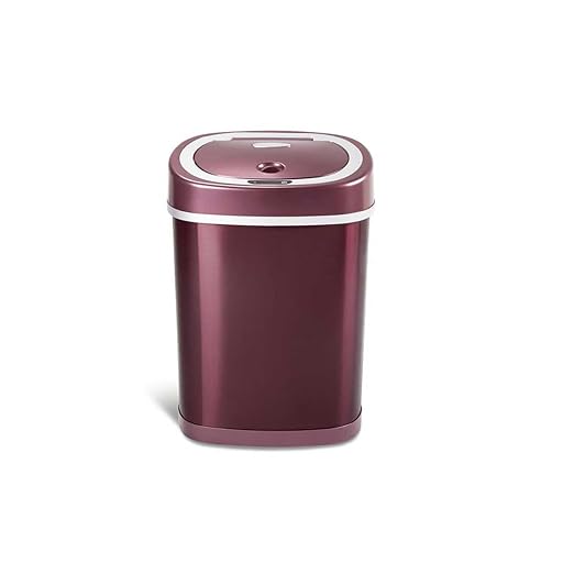 Smart Trash Can, Motion Sensor Trash Can with Lid, 15L Touchless Automatic Garbage Can for Bathroom, Bedroom & Office, Stainless Steel, Quiet Soft-Close, Long Battery Life, Wine