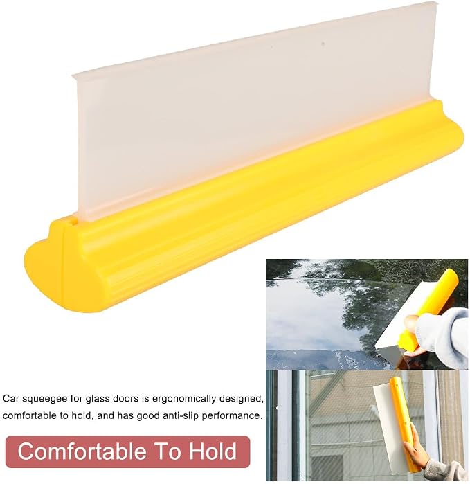 Car Squeegee,12 inch Silicone Automotive Water Wiper for Drying,Flexible Auto T-Bar Water Blade for car, Windshield, Glass, Window, Bathroom(Yellow)