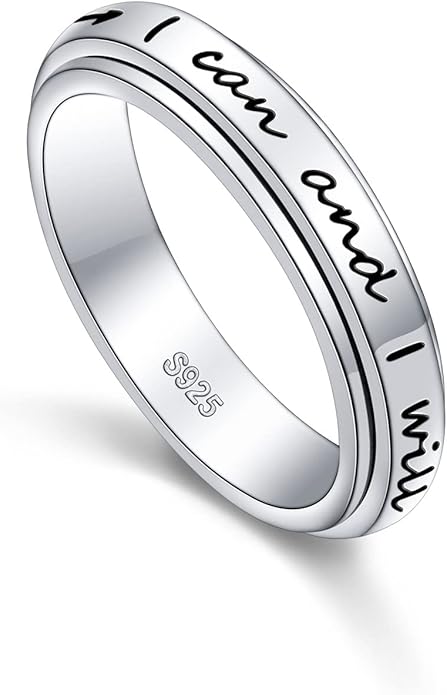 S925 Sterling Silver Spinner Fidget Anxiety Worry Relieving Boredom ADHD Autism Band Rings