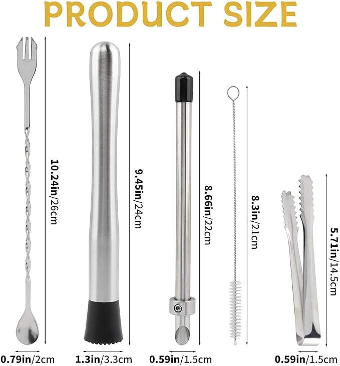 7PCS Straw Hole Puncher Set,2pcs Straw Puncher for Lemonade Plastic Lids Cups,& Cocktail Muddler for Lemonade Mixing Rod Spoon,Ice Tweezers,2pcs Brush,for Lemonade Stands Supplies