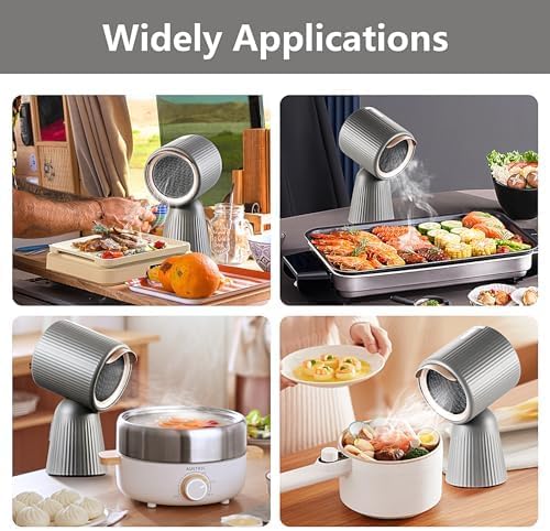 Portable Range Hood, Desktop Range Hood with 3 Wind Speed, One Button Control, Detachable Filters, Portable Kitchen Exhaust Fan for Indoor BBQ, Hot Pot, Grey