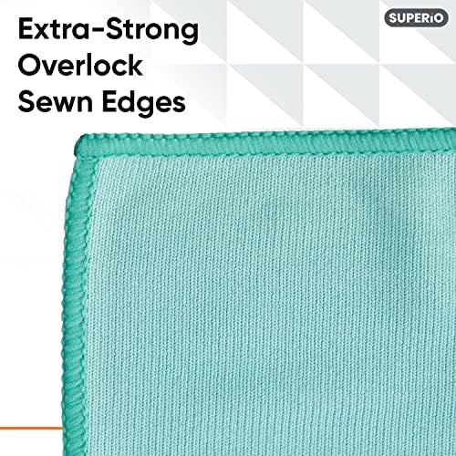 Superio Microfiber Glass Cleaning Cloth, Mirror & Window Miracle Cloth Lint & Streak Free, Washable, Large Eco-Friendly for Electronics, Cars, Tv Screens, Glasses... Cleans with Plain Water (14x16 2)