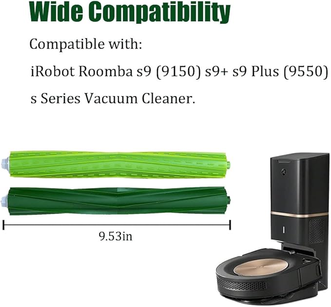 3 Set s9 Rubber Brushes Replacement Parts Compatible with iRobot Roomba s9 (9150) s9+ s9 Plus (9550) s Series Vacuum Cleaner