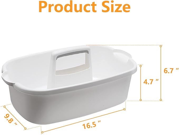 Goderewild 2 Pack Multi-Purpose Plastic Cleaning Caddy with Handle, Shower Caddy Organizer/Storage Basket/Totes Portable for Bathroom Supplies, Cleaning Products, Under Sink Tool. (grey+white)
