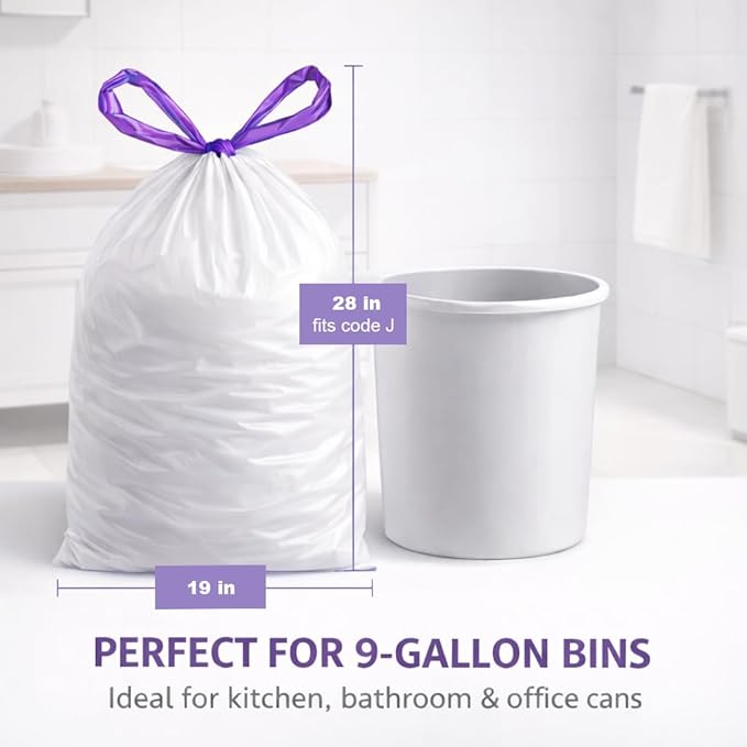 ETSUS Biodegradable Trash Bags with Drawstrings, 9 Gal, 100 Count