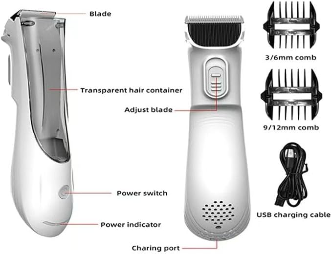 Omana 2-in-1 Portable Dog Grooming Vacuum Clipper Kit 3-Speed Low Noise Rechargeable Powerful Suction 99% Pet Cat Pet Hair Trimmer Shaver with Comb Shedding