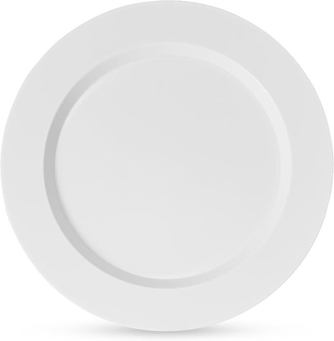 Munfix 100 White Plastic Plates Set, 50 Pcs 10 Inch Plastic Dinner Plates and 50 Pcs 7 Inch Plastic Dessert Plates, Elegant Fancy Heavy Duty Disposable Plates for Party, Wedding, White