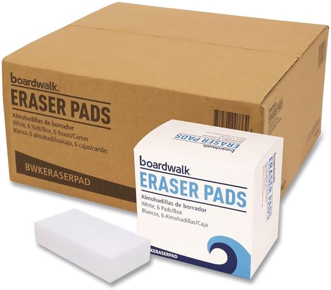 Boardwalk 96157-M-BWK 2.5 in. x 4.5 in. 1 in. Thick Eraser Pads - White (6/Carton)