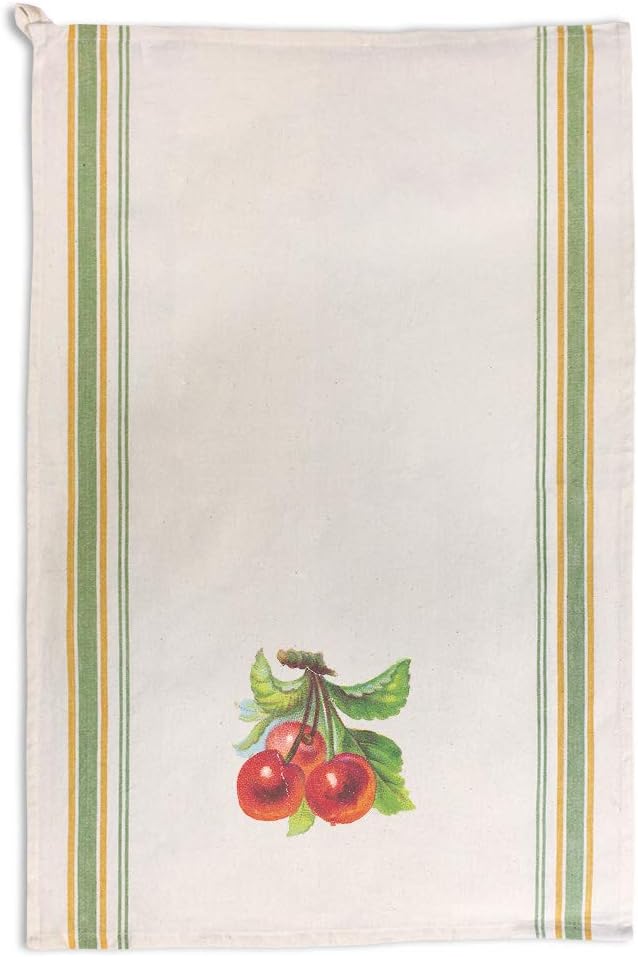 Custom Decor Kitchen Towels Cherry A Food & Beverage Fruit Food & Beverage Fruit Cleaning Supplies Dish Towels Green Stripe Design Only