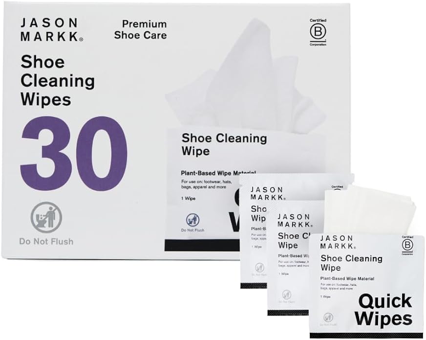 Jason Markk Plant-Based Quick Wipes, Shoe Cleaner, 30 Pack, Individually Packed, Sneaker Care, Ideal for Footwear, Safe for Leather, Rubber, Plastic, and More