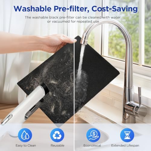 Air Purifier for Home Large Room 2200 Ft² KJ190H Grey with Filter Replacement, MOOKA H13 True HEPA Air Purifiers Cleaner for Pets, Washable Filters, Auto Mode