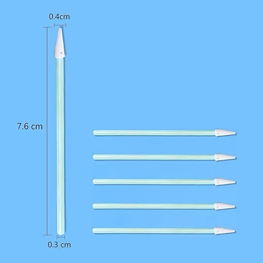1.25mm Fiber Optic Cleaning Swabs, Pointed Tip for LC/MU Connectors, Camera Sensors, PCB and Precision Electronics, Lint-Free Foam Swabs, 100pcs
