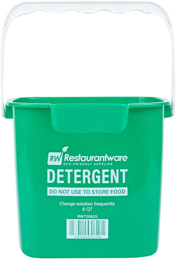 RW Clean 6 Quart Cleaning Buckets, 10 Detergent Square Buckets - With Measurements, Built-In Spout And Handle, Green Plastic Utility Buckets, For Home Or Commercial Use, - Restaurantware
