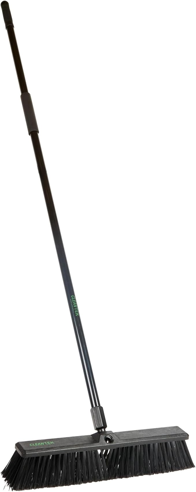 Restaurantware-Clean Tek Professional 17.13 Inch Push Broom, 1 Heavy-Duty Broom with 59” Handle - Medium Bristles, 2 Handle Attachment, Wooden, Commercial Use, for Deck, Garage, Yard, Patio