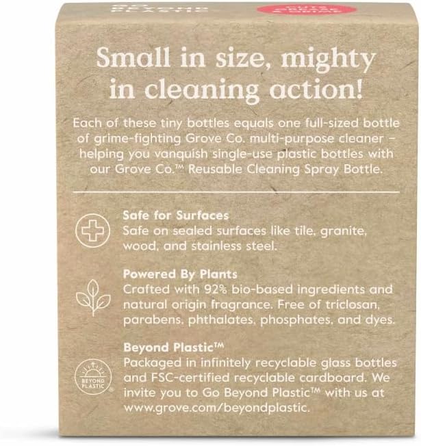 Grove Co. Multi-Purpose Cleaner Concentrate - Two 1oz Packs, Lemon & Eucalyptus Liquid Surface Refill