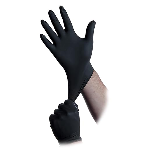 Black Lightning Nitrile Gloves 6 Mil, Disposable Powder-Free Exam & Work Gloves, Heavy Duty Chemical Resistant, Food Safe, Medical & Mechanic Gloves, Black, Small, 100 Count