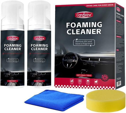 2Pcs Multi-Purpose Foam Cleaner for Car Interior Upholstery Cleaner Foam for Seats,Carpets, Dashboard, Mats, Leather, Vinyl, Quick Remover Stains, Foam Spray for Auto, RV, Home Use(150ml*2)