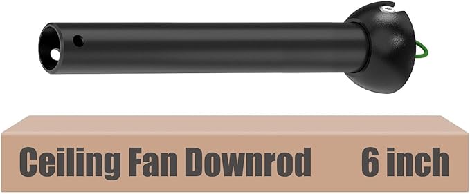 6 inch Black Ceiling Fan Downrod with Ball Head, Downrod for Ceiling Fan, 1 inch Outside Diameter, Suitable for a Wide Range of Fans (with Ball Head, Not Threaded)