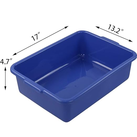 Hespama 4 Packs 13L Commercial Bus Tub, Utility Wash Basin Tote Box, Blue