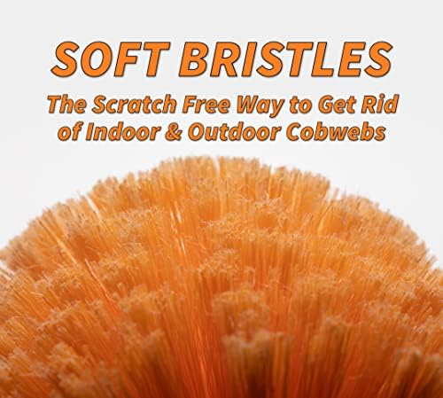 5-13 ft Cobweb Duster with Extension Pole // 20 Foot High Reach Spider Web Cleaner Cobweb Brush for Outdoor & Indoor Web Cleaning // Lightweight & Sturdy Telescopic Pole // The Ultimate Dusting Kit