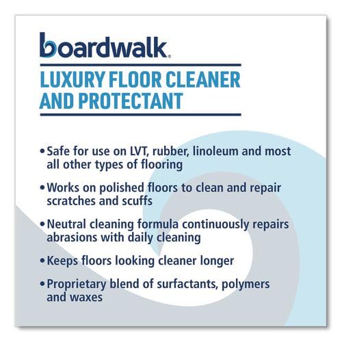 Boardwalk Luxury Floor Cleaner & Protectant, 1 Gallon Bottle, 4-Pack, Lemon Scent, Neutral Cleaning Formula, Proprietary Blend, Made in the USA