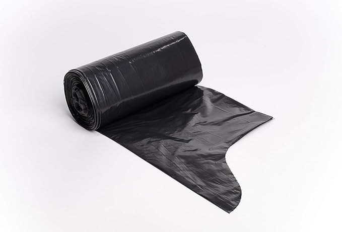 Aluf Plastics RCT-60X Star Sealed Coreless Rolls with E-Z Tie Flap Closure, 60 gal, Polyethylene, 38" x 58", Black (Pack of 400)