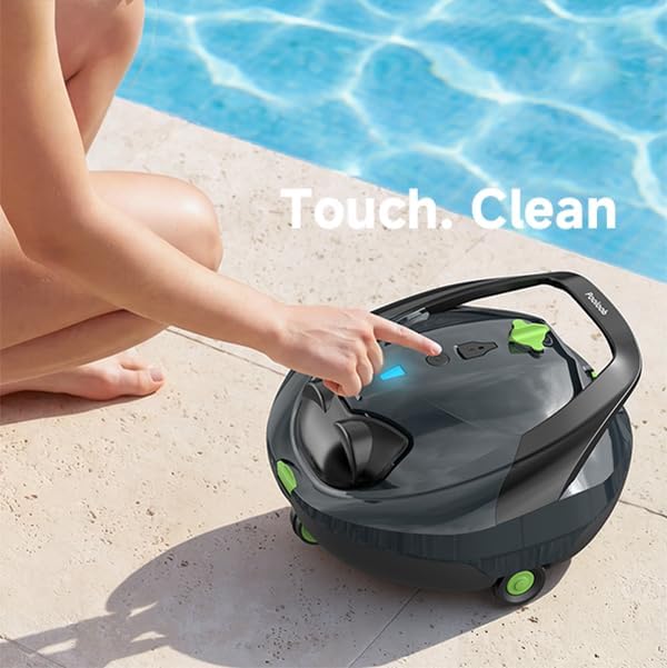 Pooloob PF1 Cordless Pool Vacuum Cleaner Robot for Daily Pool Maintenance, Floor Only Cleaning for Above/In Ground Pools, Triple Filtration, Floating Buoy & Tether, Not for Initial or Deep Cleaning