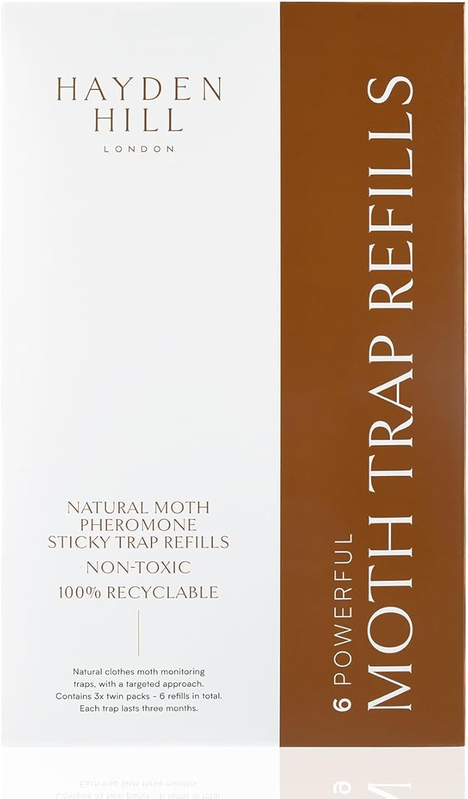Hayden Hill Moth Traps - Refill Pack (6 Strips in Total) – Odor-Free for Monitoring Clothes Moths & Closets - Moth Phermonones for Clothing Protection