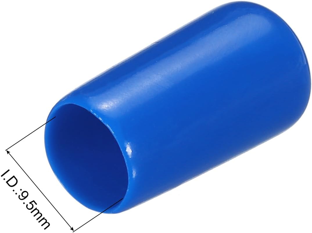 uxcell 20pcs Rubber End Caps 9.5mm ID Vinyl PVC Round Tube Bolt Cap Cover Screw Thread Protectors Blue