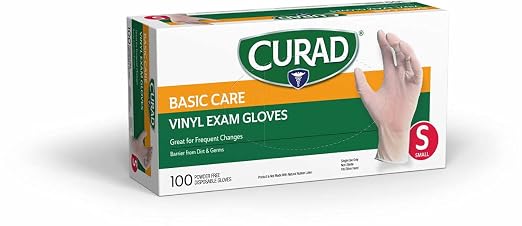 Curad Powder-free Exam Gloves Vinyl 100 each (Pack of 3)- Small