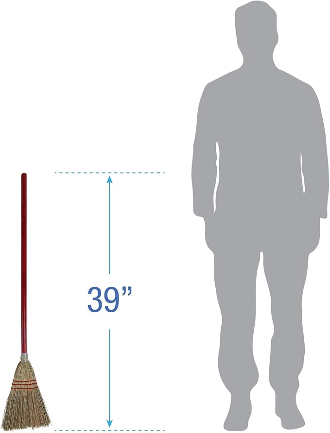 Boardwalk Corn Fiber Lobby/Toy Broom, Corn Fiber Bristles, 39" Overall Length, Red, 12/Carton